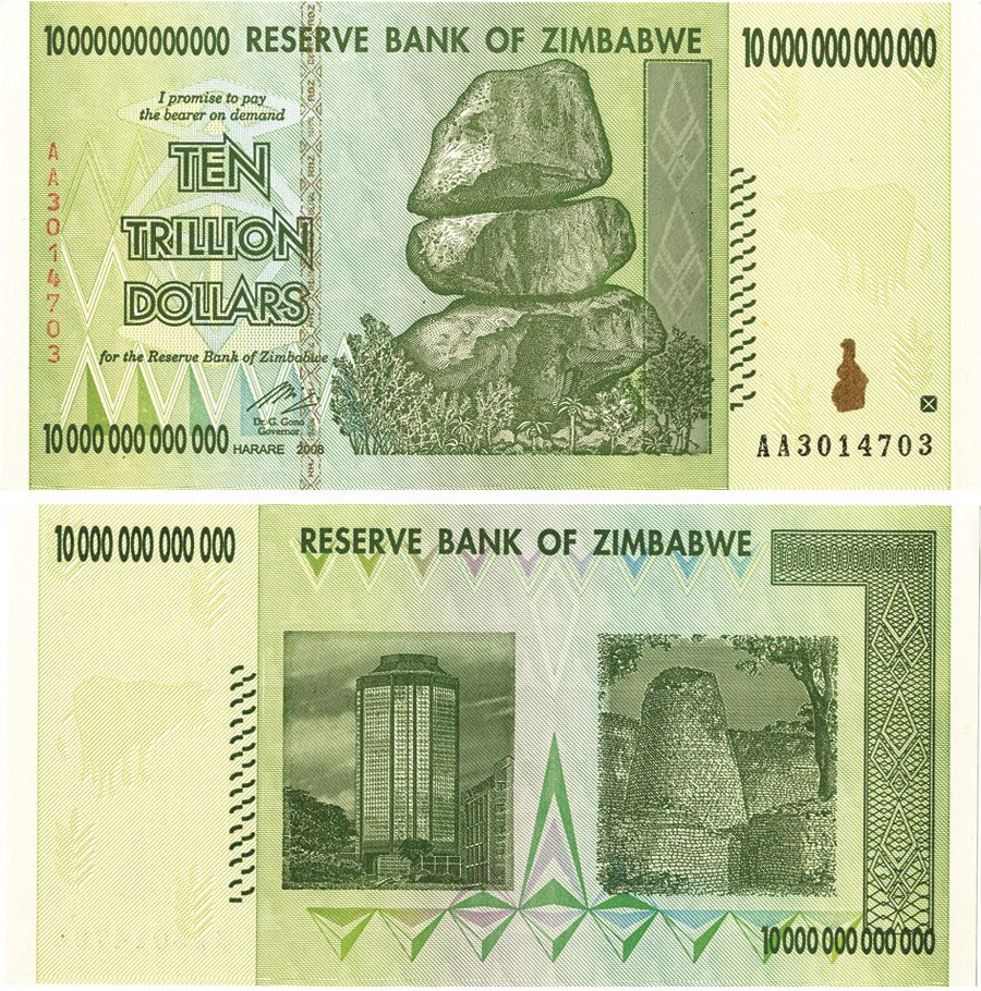 Zimbabwe 10 Trillion Dollar Note