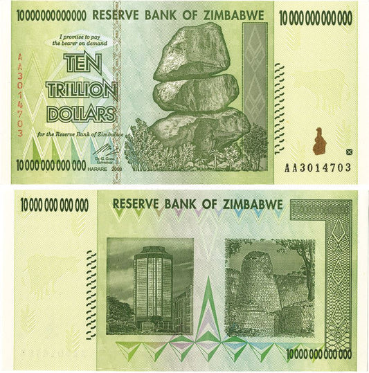 Zimbabwe 10 Trillion Dollar Note