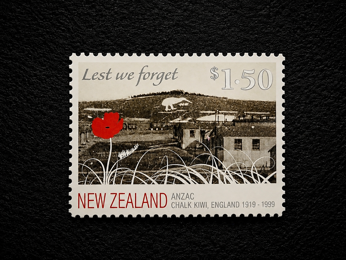 1999 New Zealand $1.50 ANZAC "Lest We Forget" Commemorative Stamp – Used