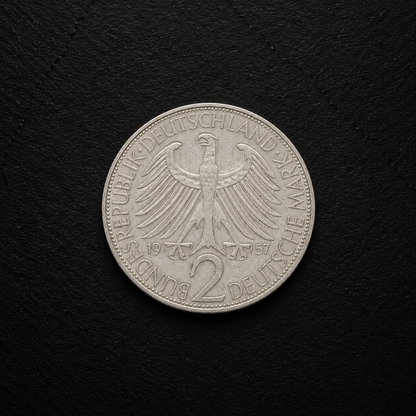 1957 German 2 Deutsche Mark Coin – Max Planck – Genuine Pre-Euro Collectible