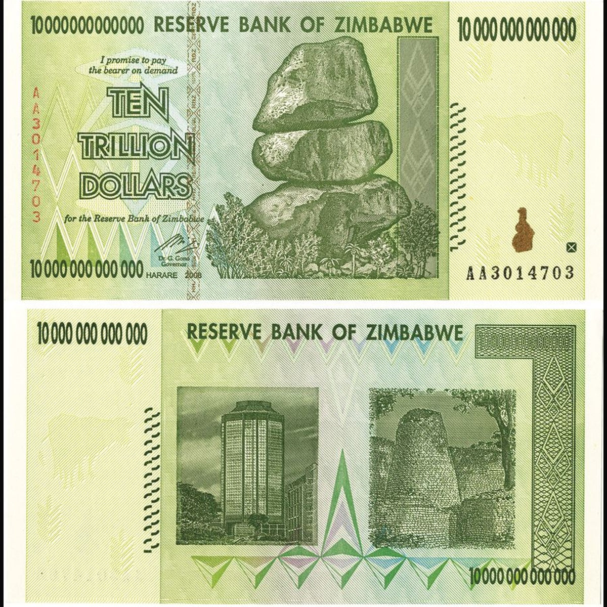 Zimbabwe 10 Trillion Dollar Note